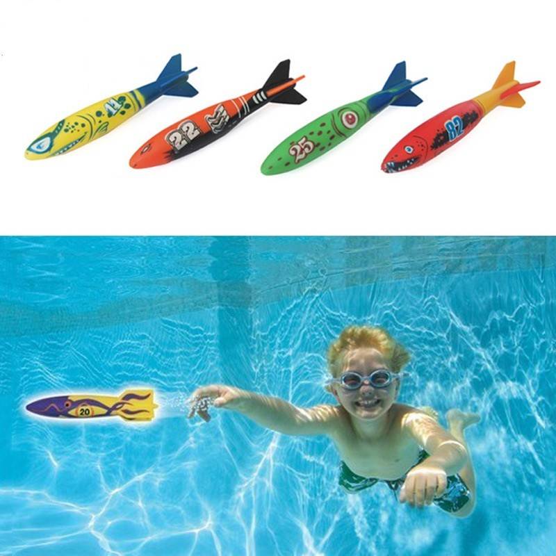Children's underwater sinking fish torpedo seagrass interacting toys Children underwater training with qi swimming diving stick diving ring