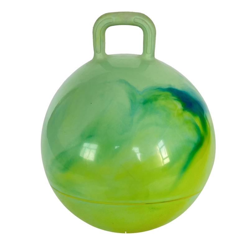 Amazon sells 55cm thick cloud color rainbow handle PVC colorful inflatable jumper training yoga ball