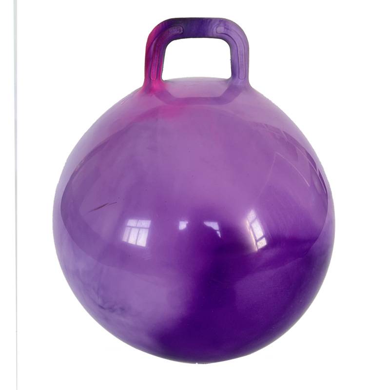 Amazon sells 55cm thick cloud color rainbow handle PVC colorful inflatable jumper training yoga ball