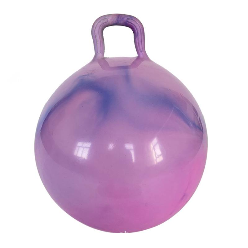 Amazon sells 55cm thick cloud color rainbow handle PVC colorful inflatable jumper training yoga ball