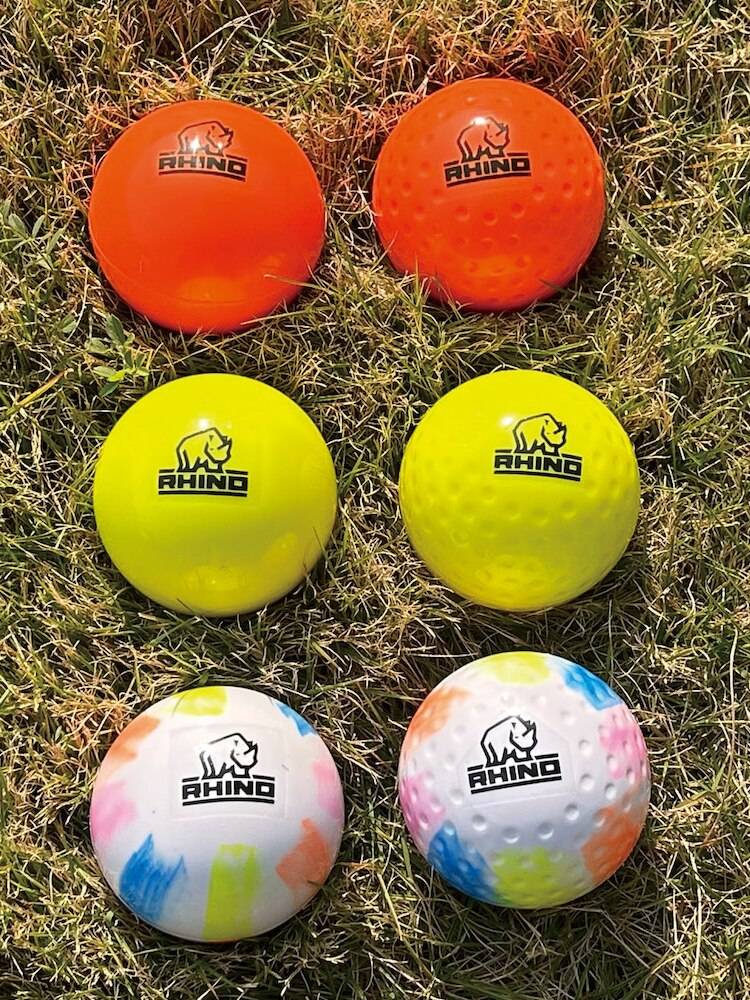 Rhinocell hockey/dimple professional grassy hockey training ball imported white yellow orange color