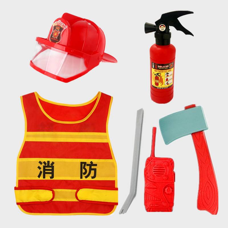 Fire hat+small fire extinguisher+tool+vest