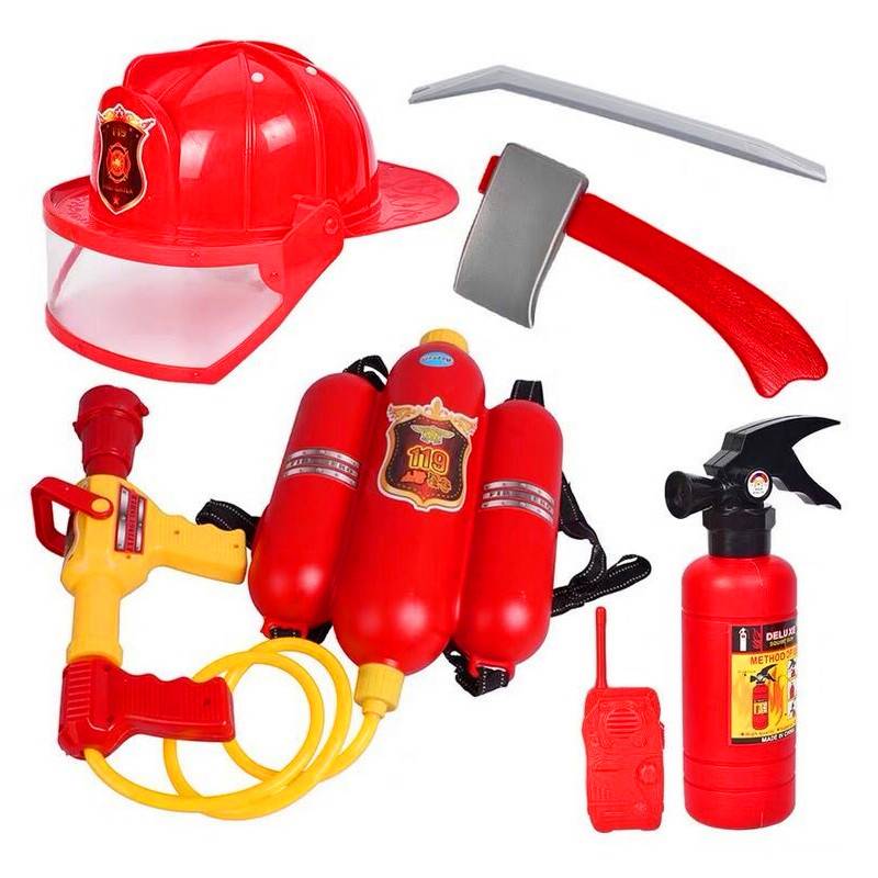 Backpack water gun+hat+small fire extinguisher+tool