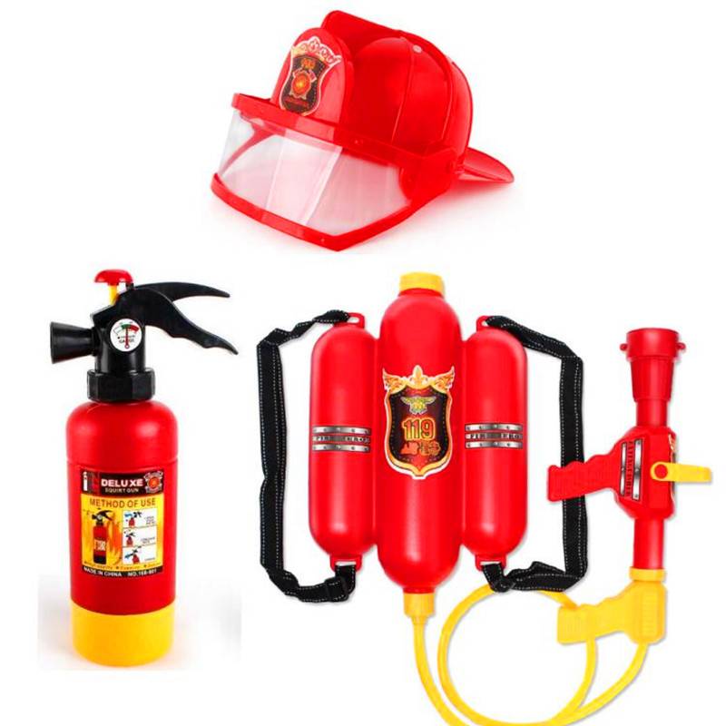Backpacca gun+fire hat+fire extinguisher