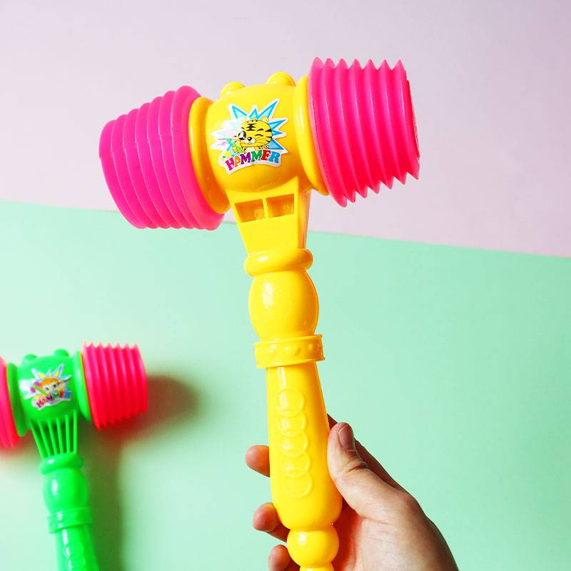 Children's large BB hammer whistle hammer hammer to know the character mouse hammer knocking music classroom teaching aid double head soft plastic