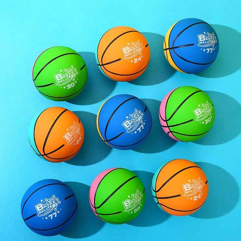 Children's silent basketball toy patting elastic leather ball children's indoor training sponge football rainbow shot