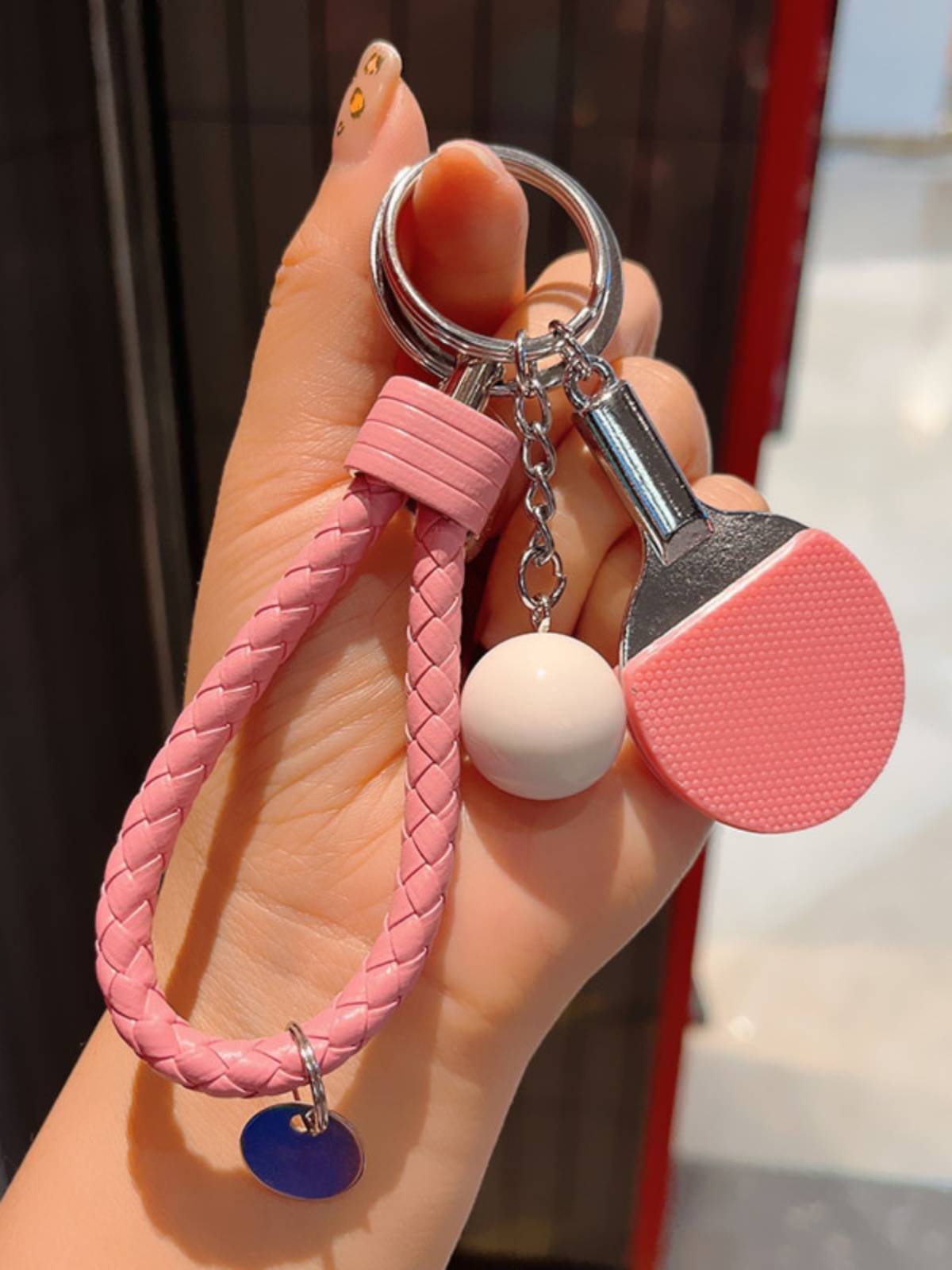 Personal simulation table tennis racket keychain pendant mini style cosmos souvenir laser engraving personality small gift