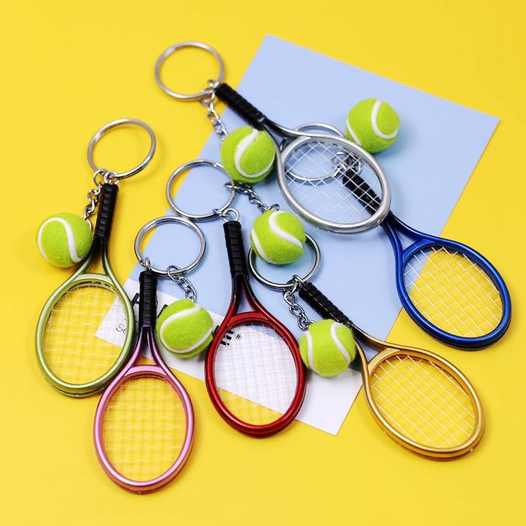 Simulation tennis racket metal pendant small mini tennis competition souvenir gift small gift creative keychain