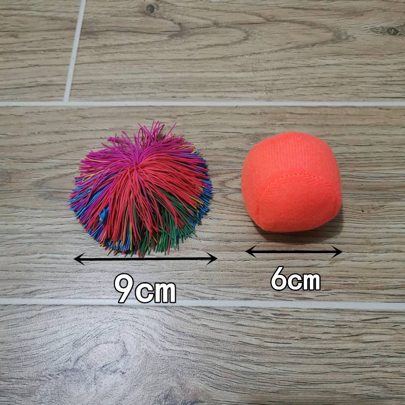 1 9cm ball, 1 cotton ball