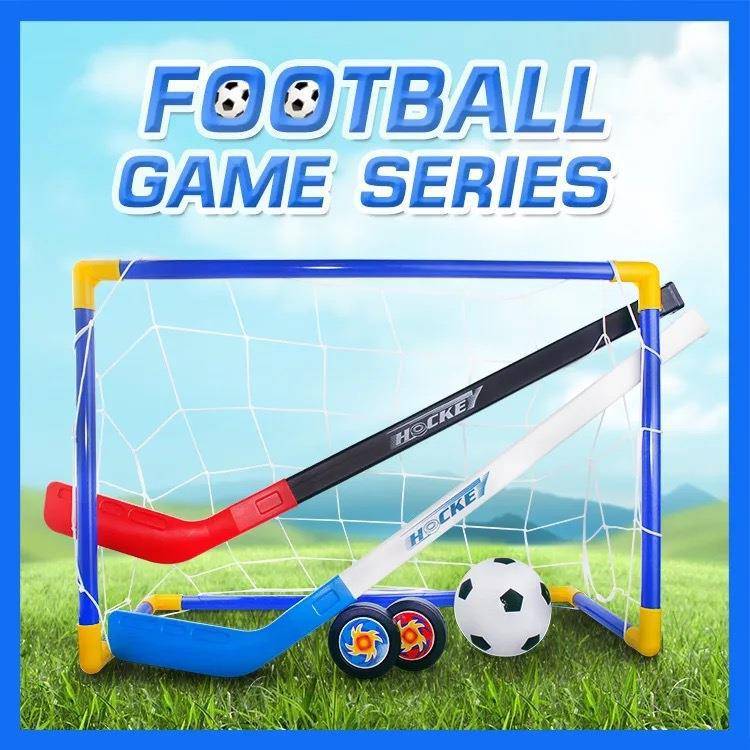 Red and blue+football goal