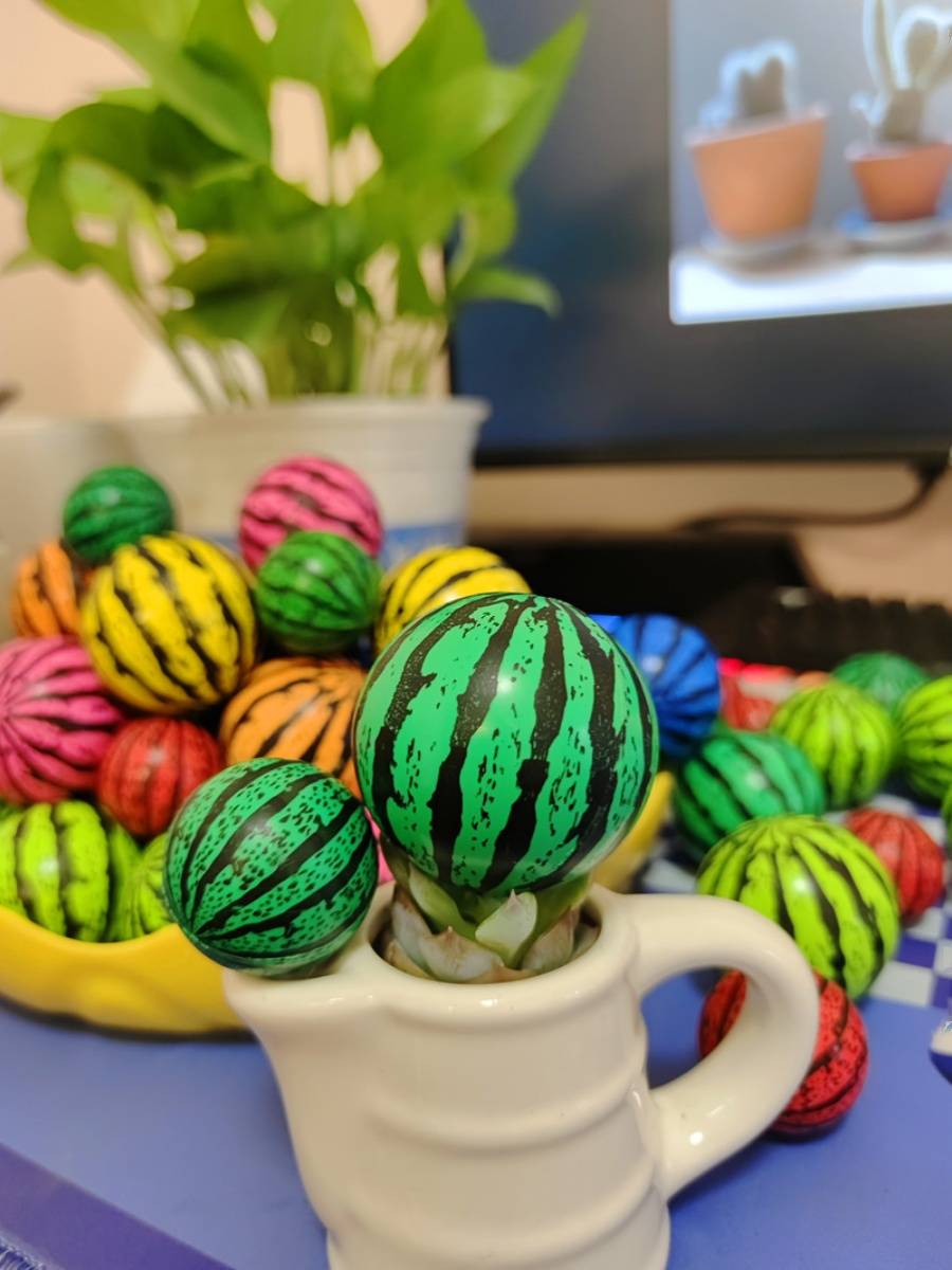 Color Watermelon Plastic Ball solid jumping ball No. 27 No. 32 No. 45 Gacus machine jumping ball rebound rubber ball toy