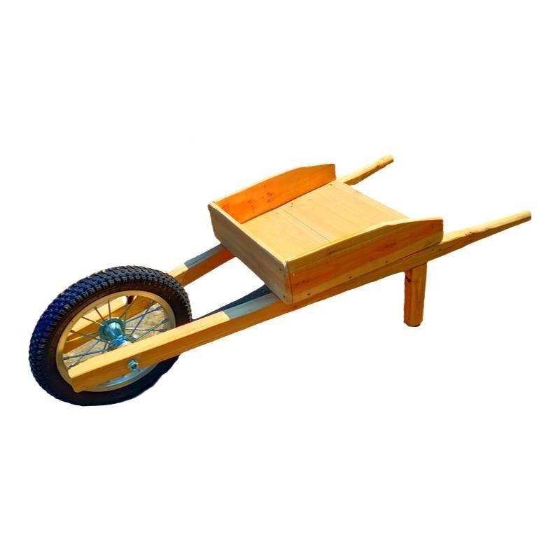 Solid wheels -handed car wooden cart can take a hockey stick outdoor game bamboo wood parent -child interactive single -wheel trailer