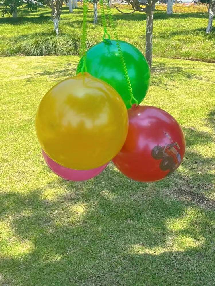 Children's suspender rope shooting ball inflatable toy elastic chain football watermelon ball cartoon cartoon kindergarten fun game ball