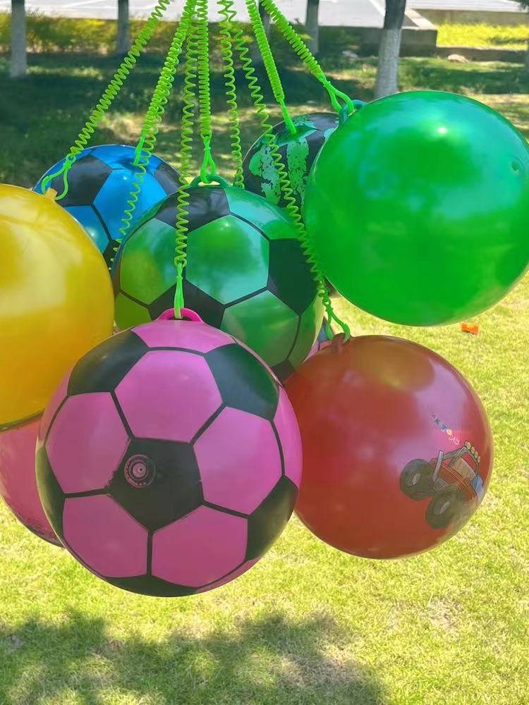 Children's suspender rope shooting ball inflatable toy elastic chain football watermelon ball cartoon cartoon kindergarten fun game ball