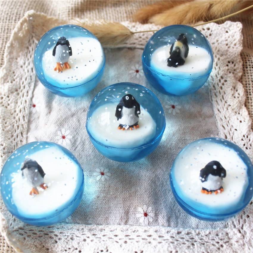 3 different penguins step on ice hockey