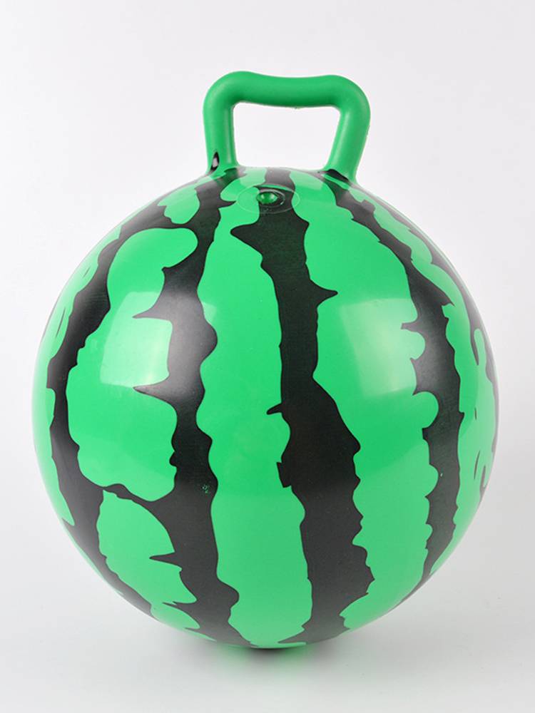 Children with 5 -inch hands with two -color watermelon ball Kindergarten cartoon stretch toy ball inflatable with rope handle watermelon ball