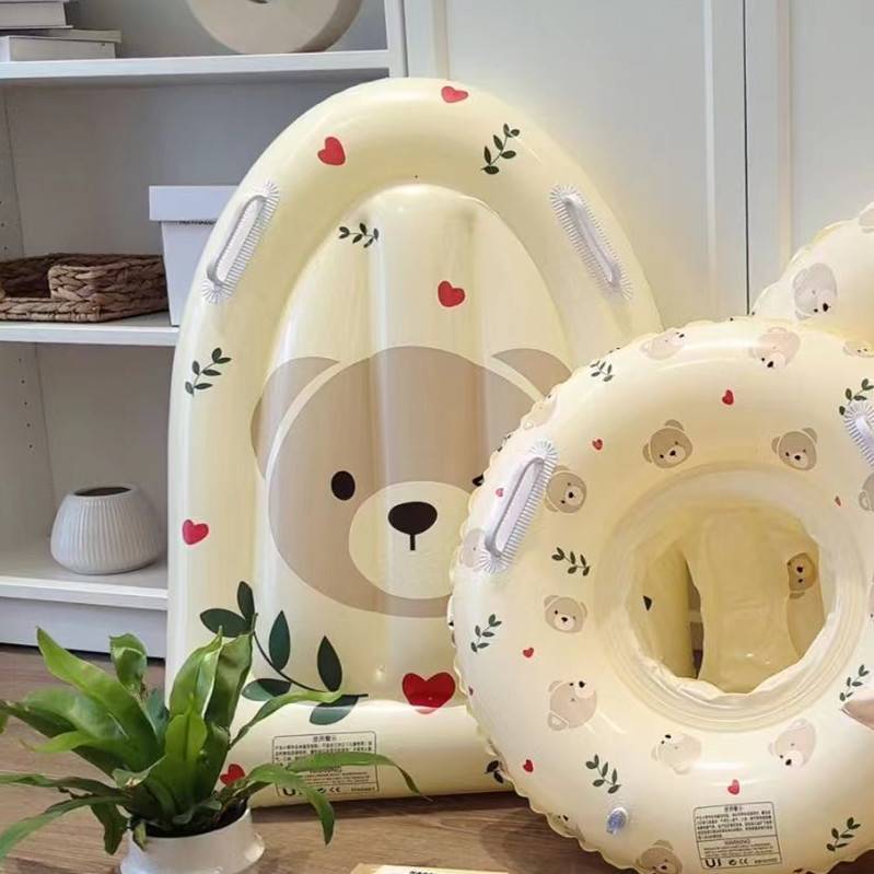 Ins Korean bear children's floating row thickened inflatable surfing board handle floating board skisting board water drama water toys