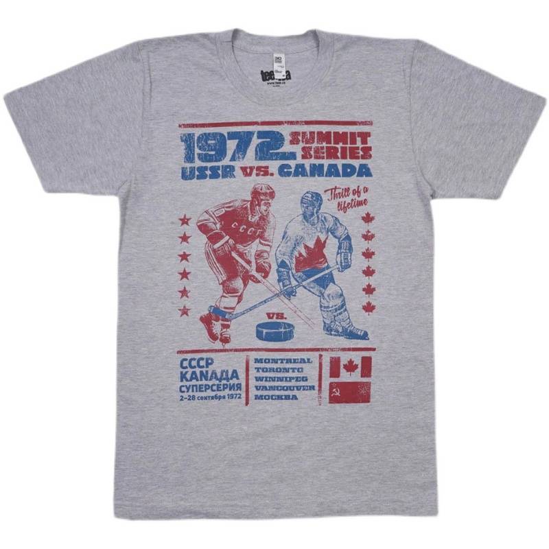 1972 Summit Series HOCKEY 1972 Peak Type Hockey Metamico Metro Short Sleeve T -shirt