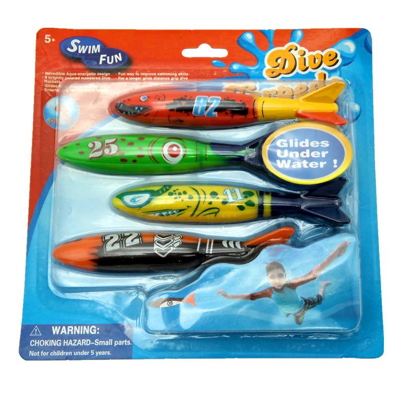 Safe children's drama water floating game throwing toys swimming pool at the bottom of the cognitive diving torpedo toy combination multi -color