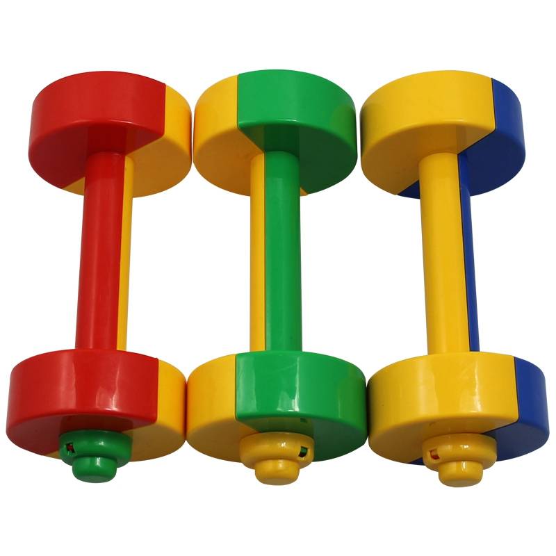 The new upgrade two -color aggravated dumbbells can be added with miga, early exercise equipment plastic children's toys