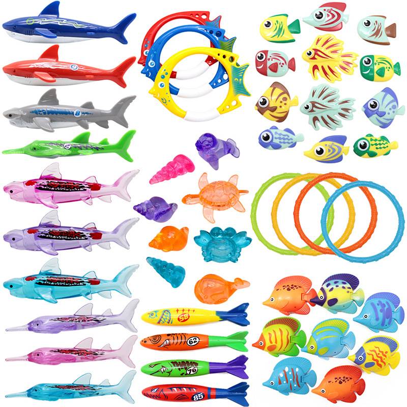 Swimming pool children's diving rod circles around the drama water fish torpedo hydraulic early teaching sinking sinking shark, dolphin seaweed swimming toys