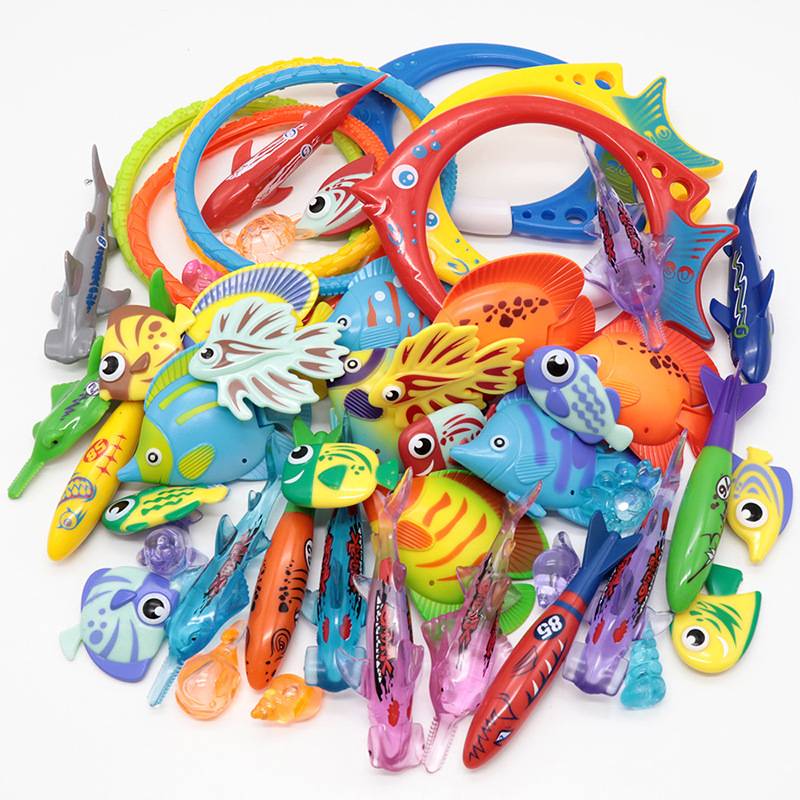 Swimming pool children's diving rod circles around the drama water fish torpedo hydraulic early teaching sinking sinking shark, dolphin seaweed swimming toys