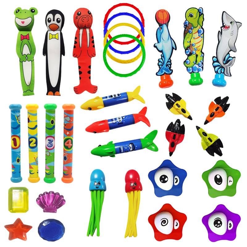 Swimming pool children's diving rod circles around the drama water fish torpedo hydraulic early teaching sinking sinking shark, dolphin seaweed swimming toys