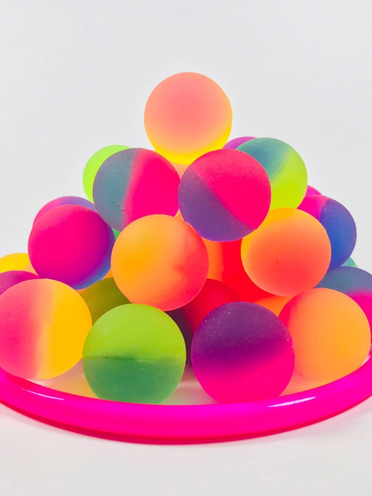 25mm candy color rubber jumping ball dual -color scrub solutions solid elastic ball Rainbow colorful floating water ball juggling ball
