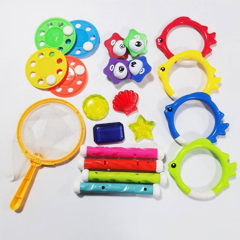 Diving toy set Children's swimming pool training drama water fish torpedo diving rings diving stick Shenshui gemstone door rope