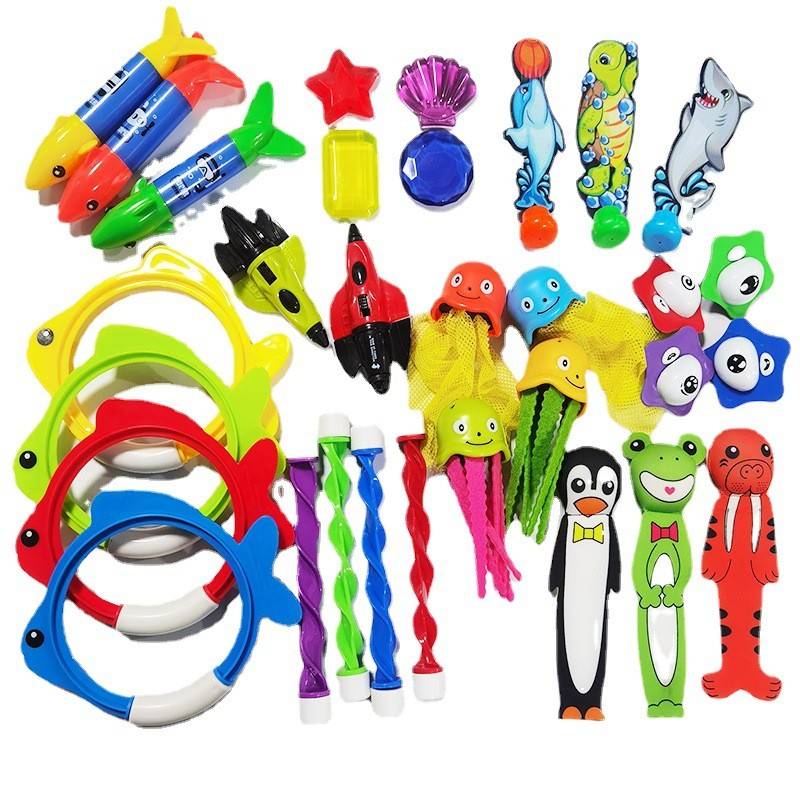 Diving toy set Children's swimming pool training drama water fish torpedo diving rings diving stick Shenshui gemstone door rope