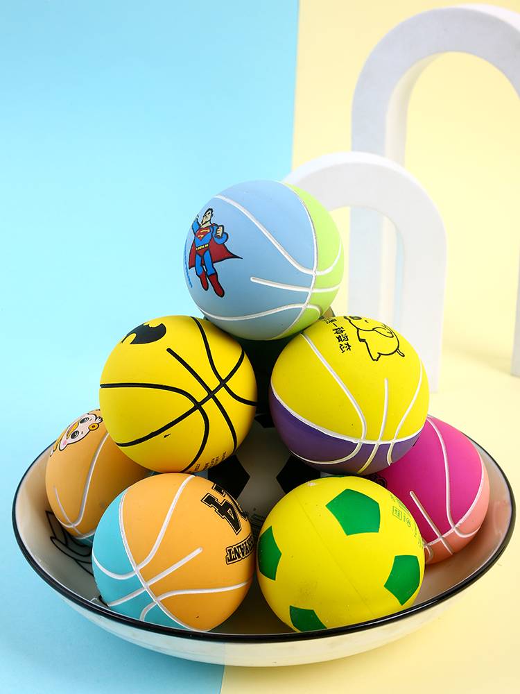 Ball Children's Toy Mini Basketball Football Elastic Ball Kindergarten Kindergarten Hands Get Skin Poor Ball High Elastic rubber racket shooting