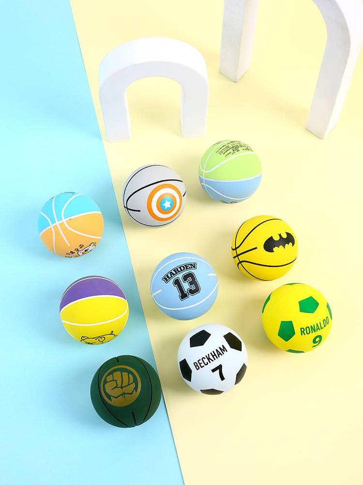 Ball Children's Toy Mini Basketball Football Elastic Ball Kindergarten Kindergarten Hands Get Skin Poor Ball High Elastic rubber racket shooting