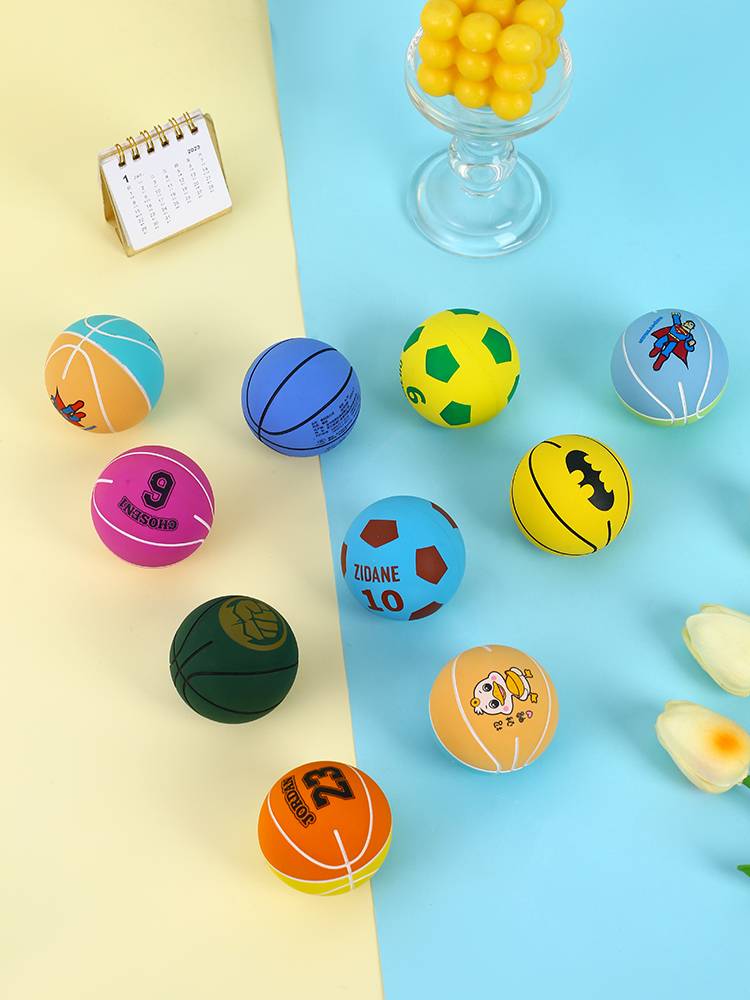 Ball Children's Toy Mini Basketball Football Elastic Ball Kindergarten Kindergarten Hands Get Skin Poor Ball High Elastic rubber racket shooting