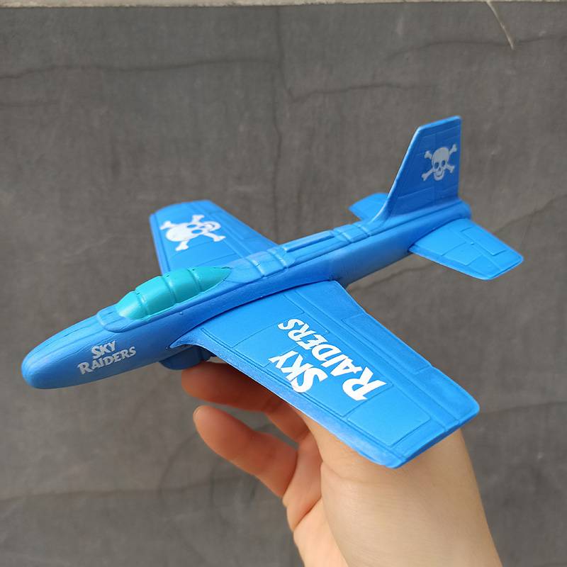 Sky blue hand throwing plane
