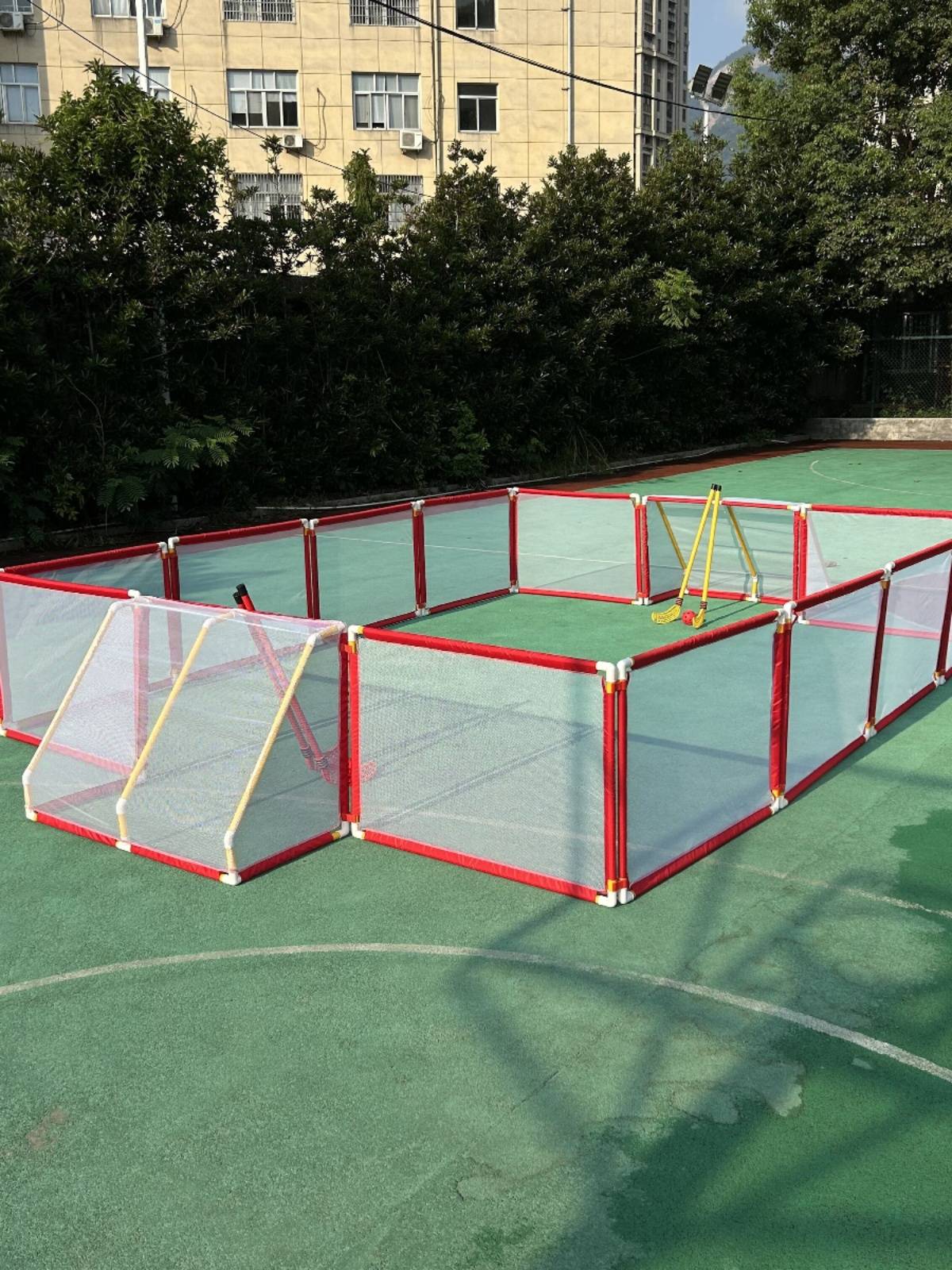 Children's hockey goalkeeper outdoor sports toy kindergarten early teaching sleeve collaboration fence skating club 2 shots and 2 goals