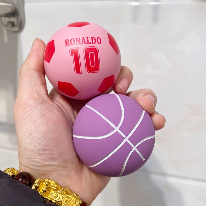 Pink small football+purple little blue ball