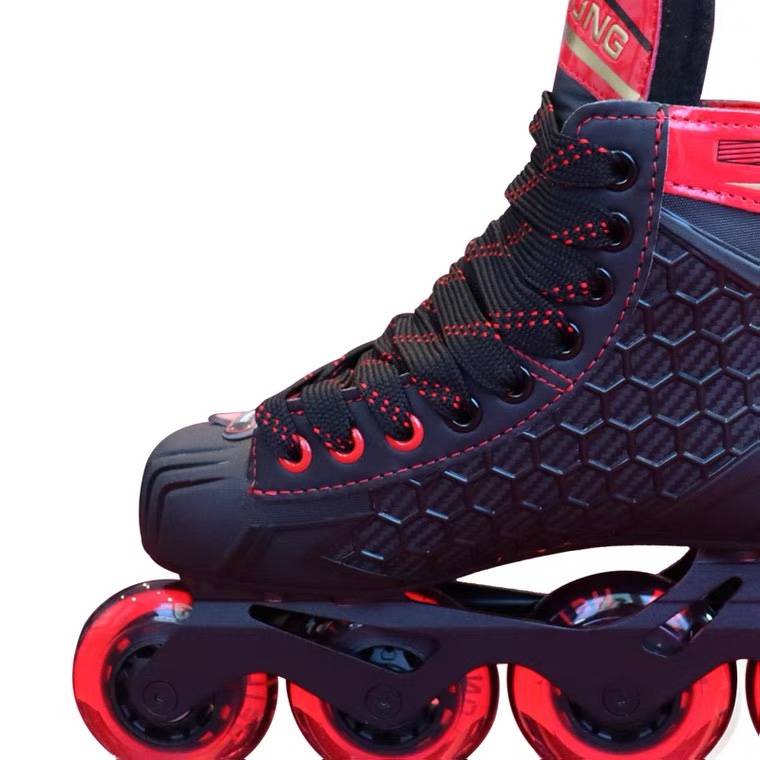 Black Dragon Roller Hockey Children and Adults Specialized in Straight Wheeled Land Hockey Shoes Dryland Roller Shoes