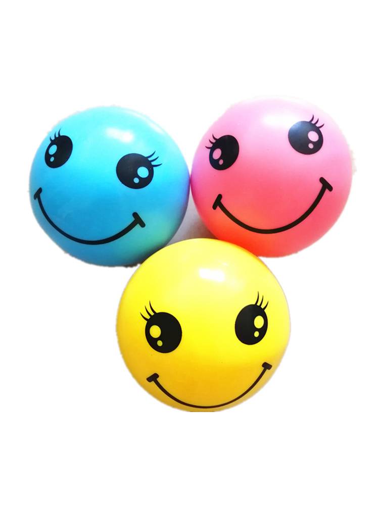 Children's toy ball built a big 3 -inch smiley faceball baby ball player grabbed ball elastic leather ball inflatable ball ocean ball