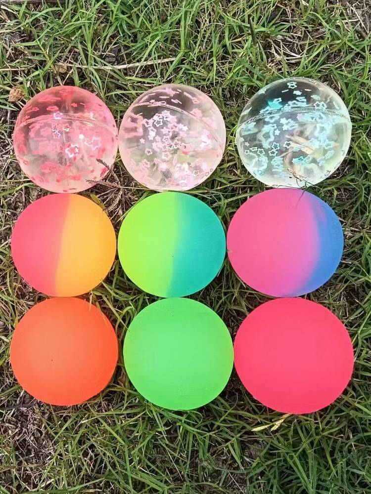 No. 45 No. 60 Double -color scrub rubber elastic ball jumper jumper solid fluorescent light emitting children Liuyi toy