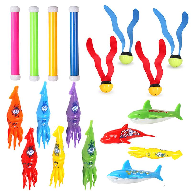 Children's diving toy set Swimming pool training underwater fish torpedo diving ring stick early education parent -child drama water teaching aids