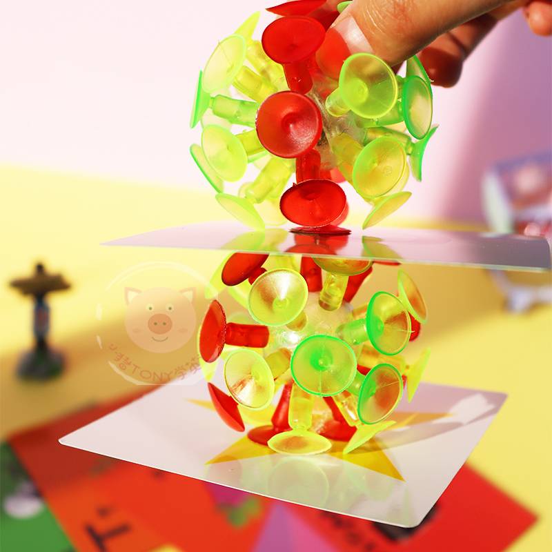 Early education kindergarten children's light -emitting interactive flash card throw ball sticky ball toy English teaching aid sucking ball