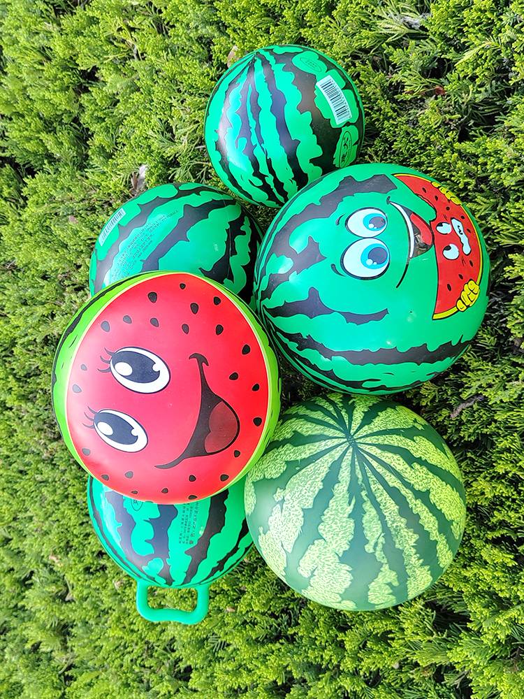 Children 8 -inch smiley watermelon ball toy kindergarten inflatable handle Watermelon ball with rope baby elastic fruit ball
