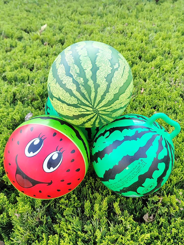 Children 8 -inch smiley watermelon ball toy kindergarten inflatable handle Watermelon ball with rope baby elastic fruit ball