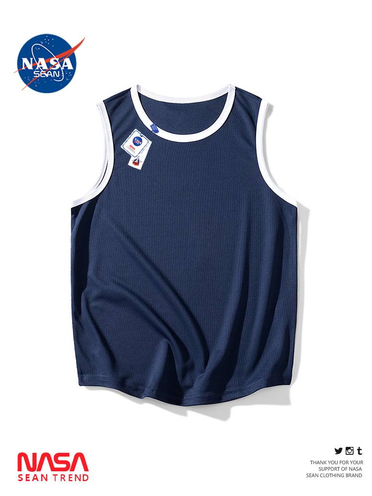 NASA co -branded ice silk fast dry vest male summer tide brand loose casual sports basketball sleeveless T -shirt top