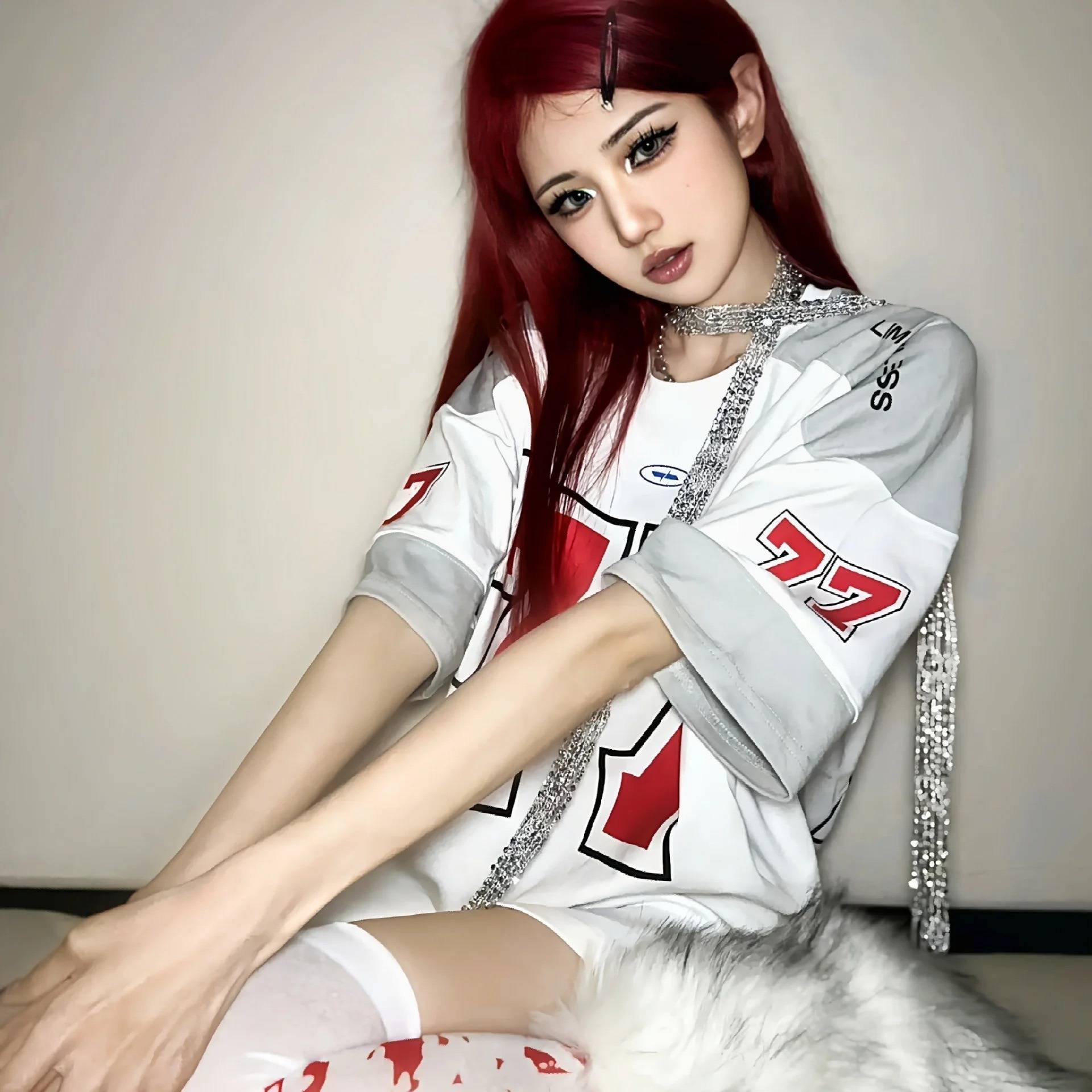 European and American style ice hockey short -sleeved T -shirt women's sports high street casual rugby uniform basketball basketball hip -hop cotton jersey jersey