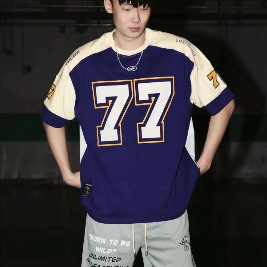 2024 Ice Hockey Short Sleeve American Retro Sports High Street casual rugby uniform basketball hip -hop jersey T -shirt men's clothing men's