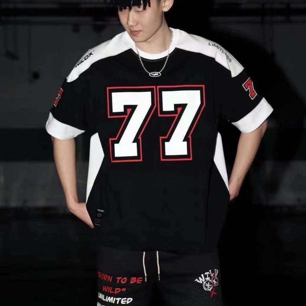 2024 Ice Hockey Short Sleeve American Retro Sports High Street casual rugby uniform basketball hip -hop jersey T -shirt men's clothing men's