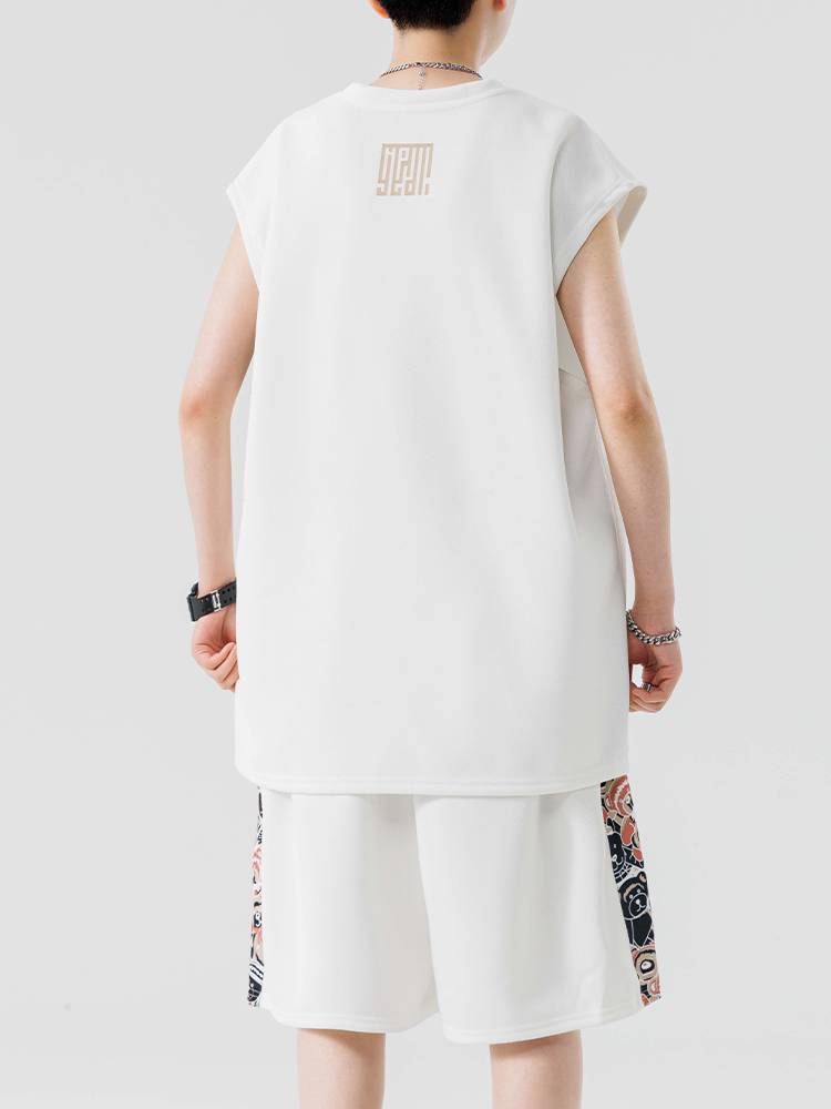 Guo Chao Bingshi Sleeveless T -shirt Men's Summer Speed Speed Vecent Short Set Casual basketball running sportswear