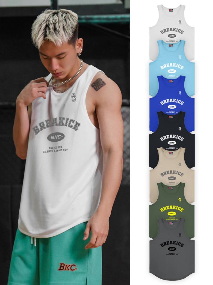 BKCXZICE Ice Basketball Vests American -style Random Shoulder Bar Missing T -shirt Male Sports Sleeve Sleeveless Sleeve