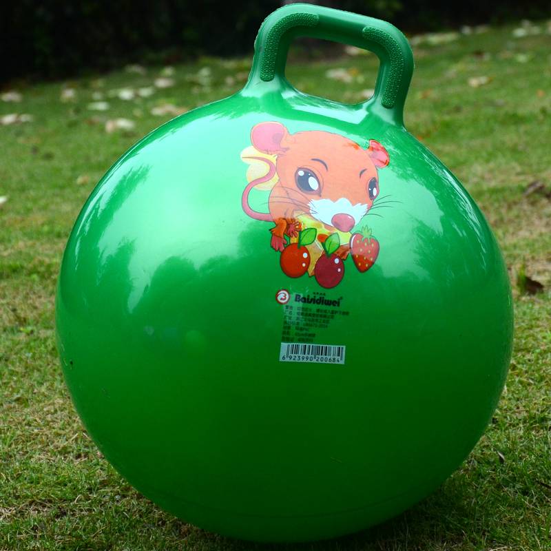 Large thickened handle ball bomb jumping ball toy fitness ball Kindergarten inflatable elastic ball jumper 45cm